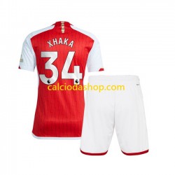 Maglia Arsenal Xhaka 34 Gara Home Completo Bambino 2-13 Anni 2023-2024 MC