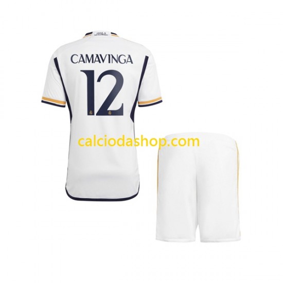 Maglia Real Madrid Camavinga 12 Gara Home Completo Bambino 2-13 Anni 2023-2024 MC