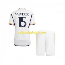 Maglia Real Madrid Federico Valverde 15 Gara Home Completo Bambino 2-13 Anni 2023-2024 MC