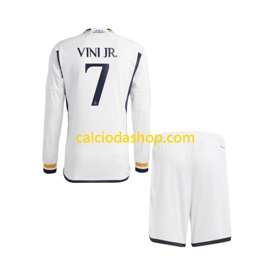 Maglia Real Madrid Vinicius Junior 7 Gara Home Completo Bambino 2-13 Anni 2023-2024 ML