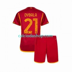 Maglia AS Roma Paulo Dybala 21 Gara Home Completo Bambino 2-13 Anni 2023-2024 MC