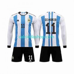 Maglia Argentina 3 Stars Di Maria 11 Gara Home Completo Bambino 2-13 Anni Mondiali 2022 ML