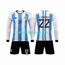 Maglia Argentina 3 Stars Lautaro Martinez 22 Gara Home Completo Bambino 2-13 Anni Mondiali 2022 ML