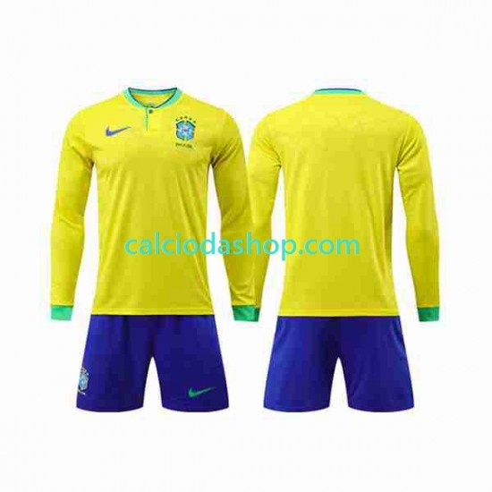 Maglia Brasile Gara Home Completo Bambino 2-13 Anni Mondiali 2022 ML