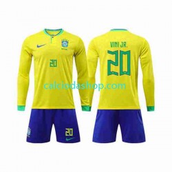 Maglia Brasile Vinicius Junior 20 Gara Home Completo Bambino 2-13 Anni Mondiali 2022 ML