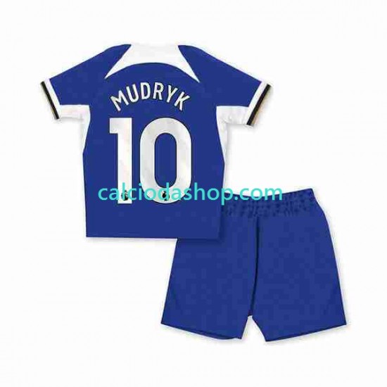 Maglia Chelsea Mykhaylo Mudryk 10 Gara Home Completo Bambino 2-13 Anni 2023-2024 MC