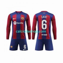 Maglia FC Barcelona GAVI 6 Gara Home Completo Bambino 2-13 Anni 2023-2024 ML