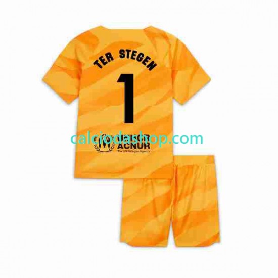 Maglia Portiere FC Barcelona Ter Stegen 1 Gara Quarto Completo Bambino 2-13 Anni 2023-2024 MC