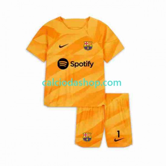 Maglia Portiere FC Barcelona Ter Stegen 1 Gara Quarto Completo Bambino 2-13 Anni 2023-2024 MC