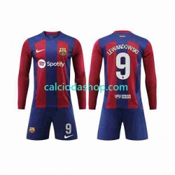 Maglia FC Barcelona LEWANDOWSKI 9 Gara Home Completo Bambino 2-13 Anni 2023-2024 ML