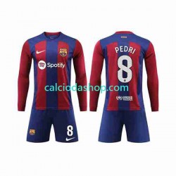 Maglia FC Barcelona Pedri 8 Gara Home Completo Bambino 2-13 Anni 2023-2024 ML