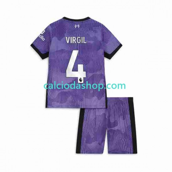 Maglia Liverpool Virgil van Dijk 4 Gara Terza Completo Bambino 2-13 Anni 2023-2024 MC