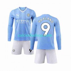 Maglia Manchester City Haaland 9 Gara Home Completo Bambino 2-13 Anni 2023-2024 ML