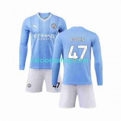 Maglia Manchester City Phil Foden 47 Gara Home Completo Bambino 2-13 Anni 2023-2024 ML