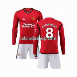 Maglia Manchester United B Fernandes 8 Gara Home Completo Bambino 2-13 Anni 2023-2024 ML