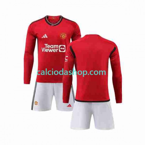 Maglia Manchester United Gara Home Completo Bambino 2-13 Anni 2023-2024 ML