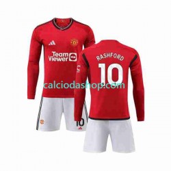 Maglia Manchester United Marcus Rashford 10 Gara Home Completo Bambino 2-13 Anni 2023-2024 ML