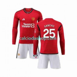 Maglia Manchester United Sancho 25 Gara Home Completo Bambino 2-13 Anni 2023-2024 ML