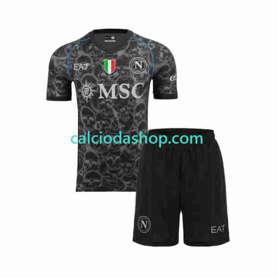 Maglia Napoli Halloween Gara Home Completo Bambino 2-13 Anni 2023-2024 MC