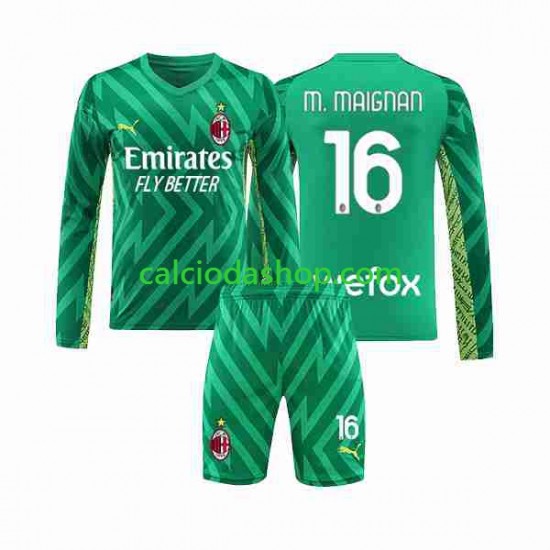 Maglia Portiere AC Milan Mike Maignan 16 Gara Home Completo Bambino 2-13 Anni 2023-2024 ML