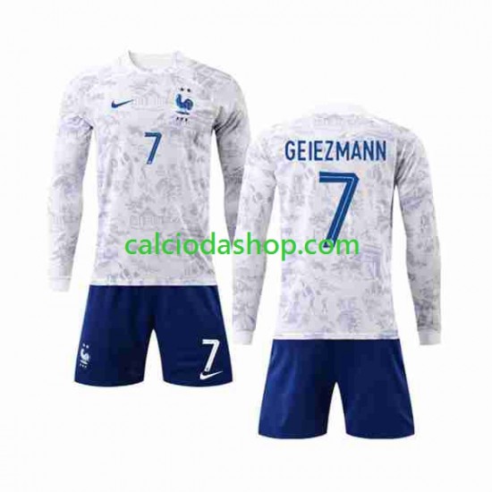 Maglia Francia Griezmann 7 Gara Away Completo Bambino 2-13 Anni Mondiali 2022 ML