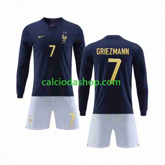 Maglia Francia Griezmann 7 Gara Home Completo Bambino 2-13 Anni Mondiali 2022 ML