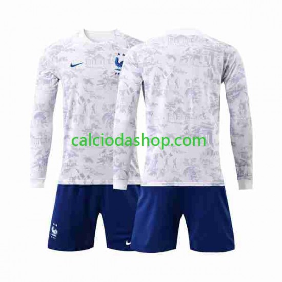 Maglia Francia Gara Away Completo Bambino 2-13 Anni Mondiali 2022 ML