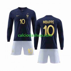 Maglia Francia Mbappé 10 Gara Home Completo Bambino 2-13 Anni Mondiali 2022 ML