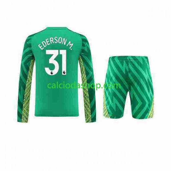 Maglia Portiere Manchester City Ederson Moraes 31 Gara Home Completo Bambino 2-13 Anni 2023-2024 ML