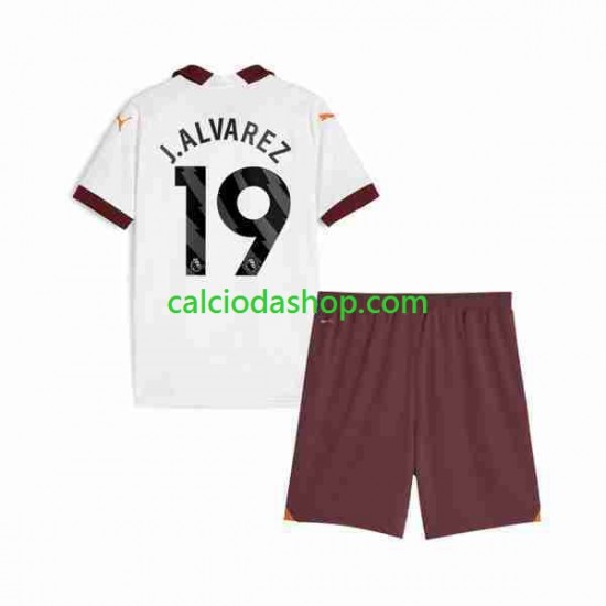 Maglia Manchester City Julian Alvarez 19 Gara Away Completo Bambino 2-13 Anni 2023-2024 MC