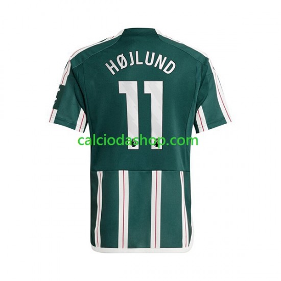 Maglia Manchester United Rasmus Hojlund 11 Gara Away Uomo 2023-2024 MC