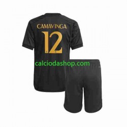 Maglia Real Madrid Eduardo Camavinga 12 Gara Terza Completo Bambino 2-13 Anni 2023-2024 MC