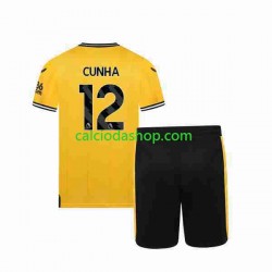 Maglia Wolverhampton Wanderers CUNHA 12 Gara Home Completo Bambino 2-13 Anni 2023-2024 MC