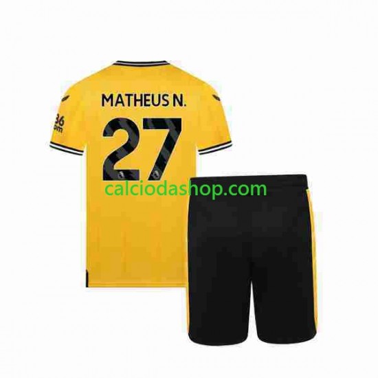 Maglia Wolverhampton Wanderers Matheus Nunes 27 Gara Home Completo Bambino 2-13 Anni 2023-2024 MC