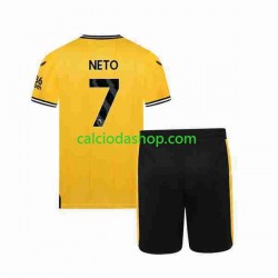 Maglia Wolverhampton Wanderers NETO 7 Gara Home Completo Bambino 2-13 Anni 2023-2024 MC