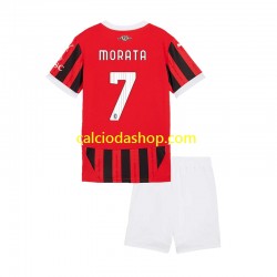 Maglia AC Milan Alvaro Morata 7 Gara Home Completo Bambino 2-13 Anni 2024-2025 MC