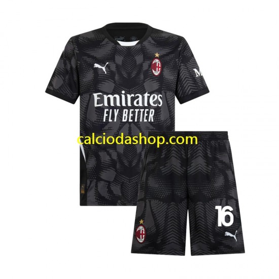 Maglia Portiere AC Milan Mike Maignan 16 Gara Home Completo Bambino 2-13 Anni 2024-2025 MC