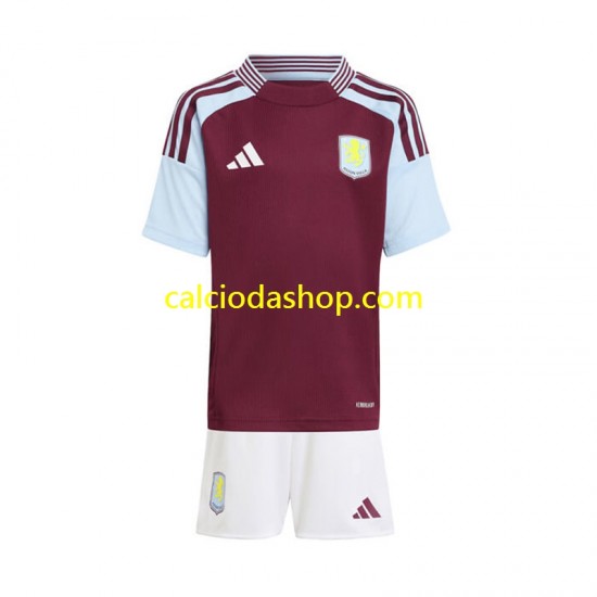 Maglia Aston Villa Gara Home Completo Bambino 2-13 Anni 2024-2025 MC