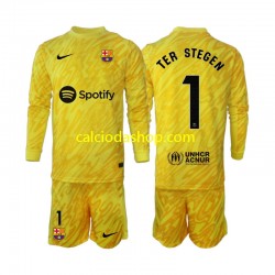 Maglia Portiere FC Barcelona Ter Stegen 1 Gara Away Completo Bambino 2-13 Anni 2024-2025 ML