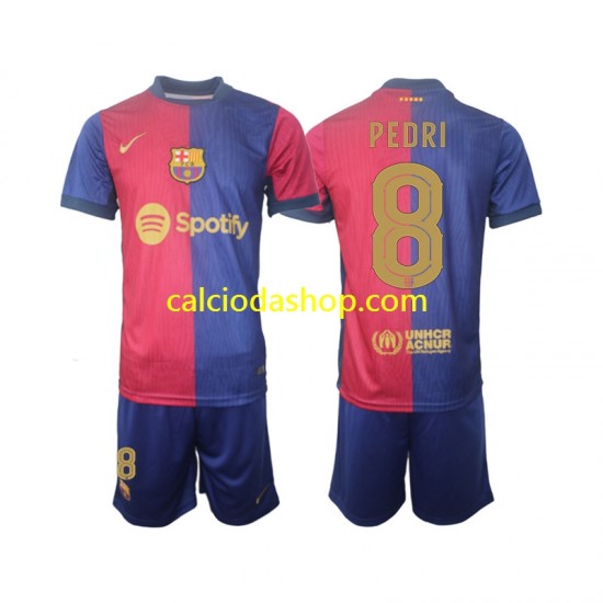 Maglia FC Barcelona UCL Font PEDRI 8 Gara Home Completo Bambino 2-13 Anni 2024-2025 MC