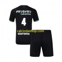 Maglia Feyenoord Rotterdam Lutsharel Geertruida 4 Gara Away Completo Bambino 2-13 Anni 2024-2025 MC