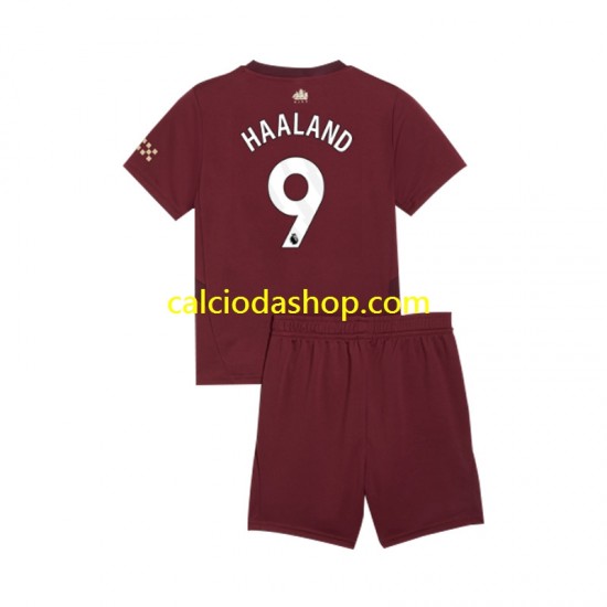 Maglia Manchester City Erling Haaland 9 Gara Terza Completo Bambino 2-13 Anni 2024-2025 MC