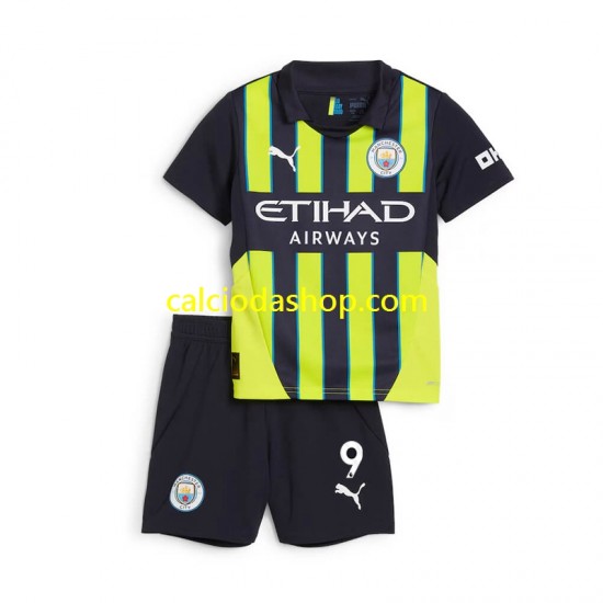 Maglia Manchester City Haaland 9 Gara Away Completo Bambino 2-13 Anni 2024-2025 MC