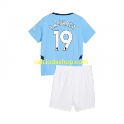 Maglia Manchester City Julian Alvarez 19 Gara Home Completo Bambino 2-13 Anni 2024-2025 MC