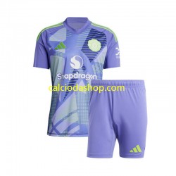 Maglia Portiere Manchester United Gara Home Completo Bambino 2-13 Anni 2024-2025 MC