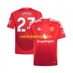 Maglia Manchester United Luke Shaw 23 Gara Home Uomo 2024-2025 MC