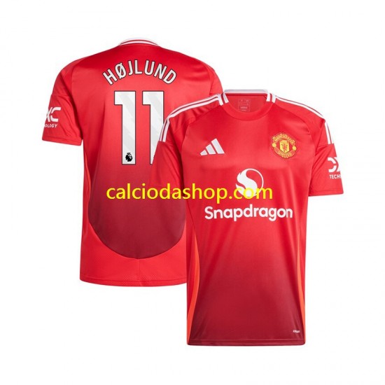 Maglia Manchester United Rasmus Hojlund 11 Gara Home Uomo 2024-2025 MC