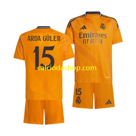 Maglia Real Madrid Arda Guler 15 Gara Away Completo Bambino 2-13 Anni 2024-2025 MC