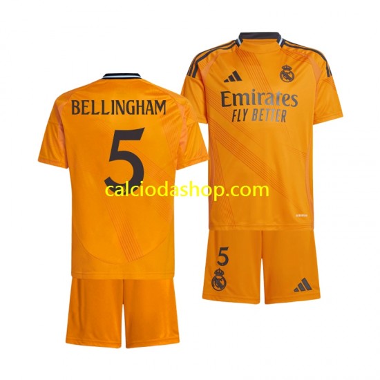 Maglia Real Madrid BELLINGHAM 5 Gara Away Completo Bambino 2-13 Anni 2024-2025 MC