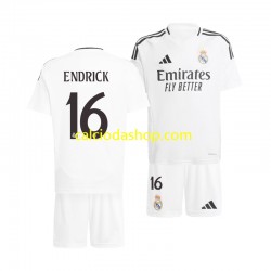 Maglia Real Madrid ENDRICK 16 Gara Home Completo Bambino 2-13 Anni 2024-2025 MC